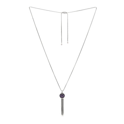 David Yurman Sterling Silver Amethyst Cable Berries Tassel Pendant Necklace 3 of 4