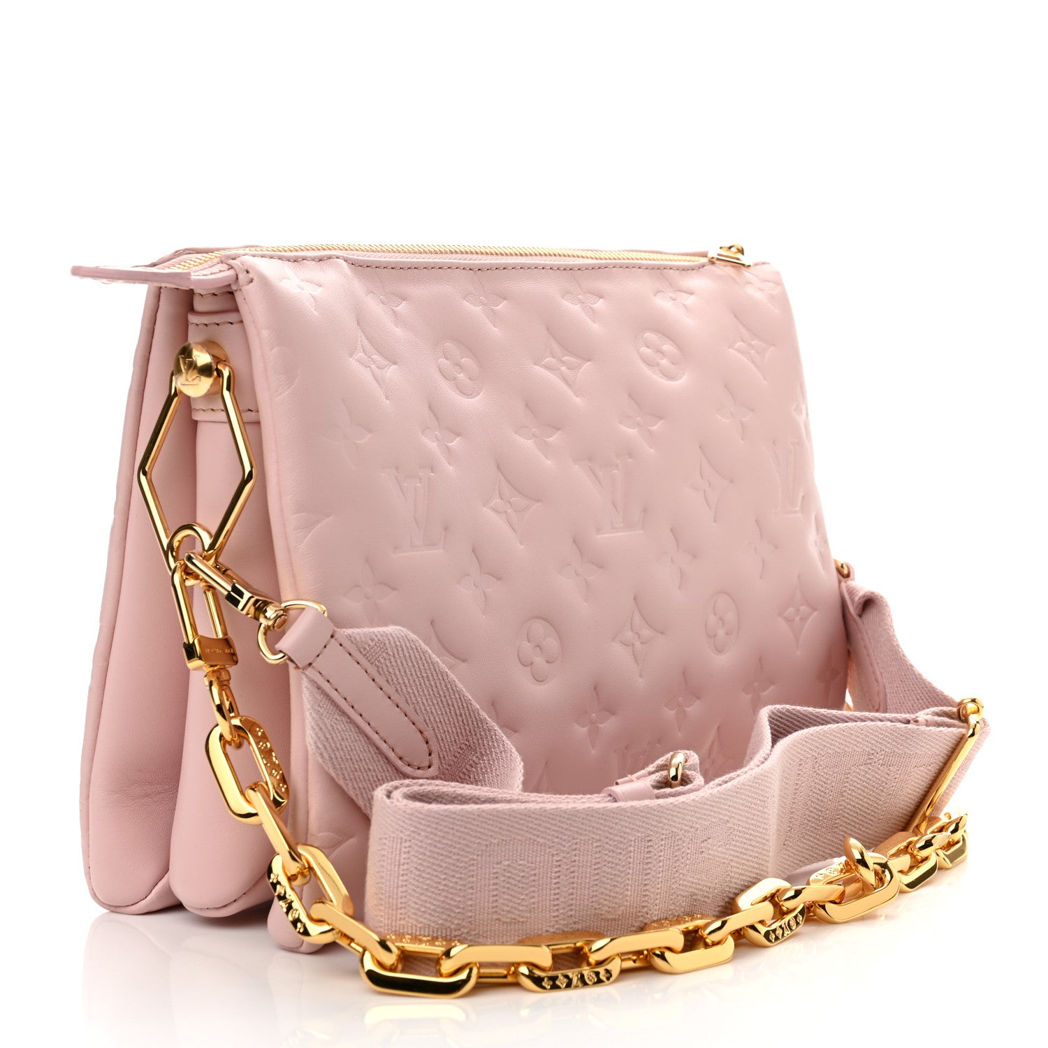 Louis Vuitton Lambskin Embossed Monogram Coussin PM Rose 2 of 10