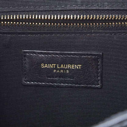 Saint Laurent Smooth Calfskin Matelasse Chevron Large Monogram Satchel Black 22 of 24