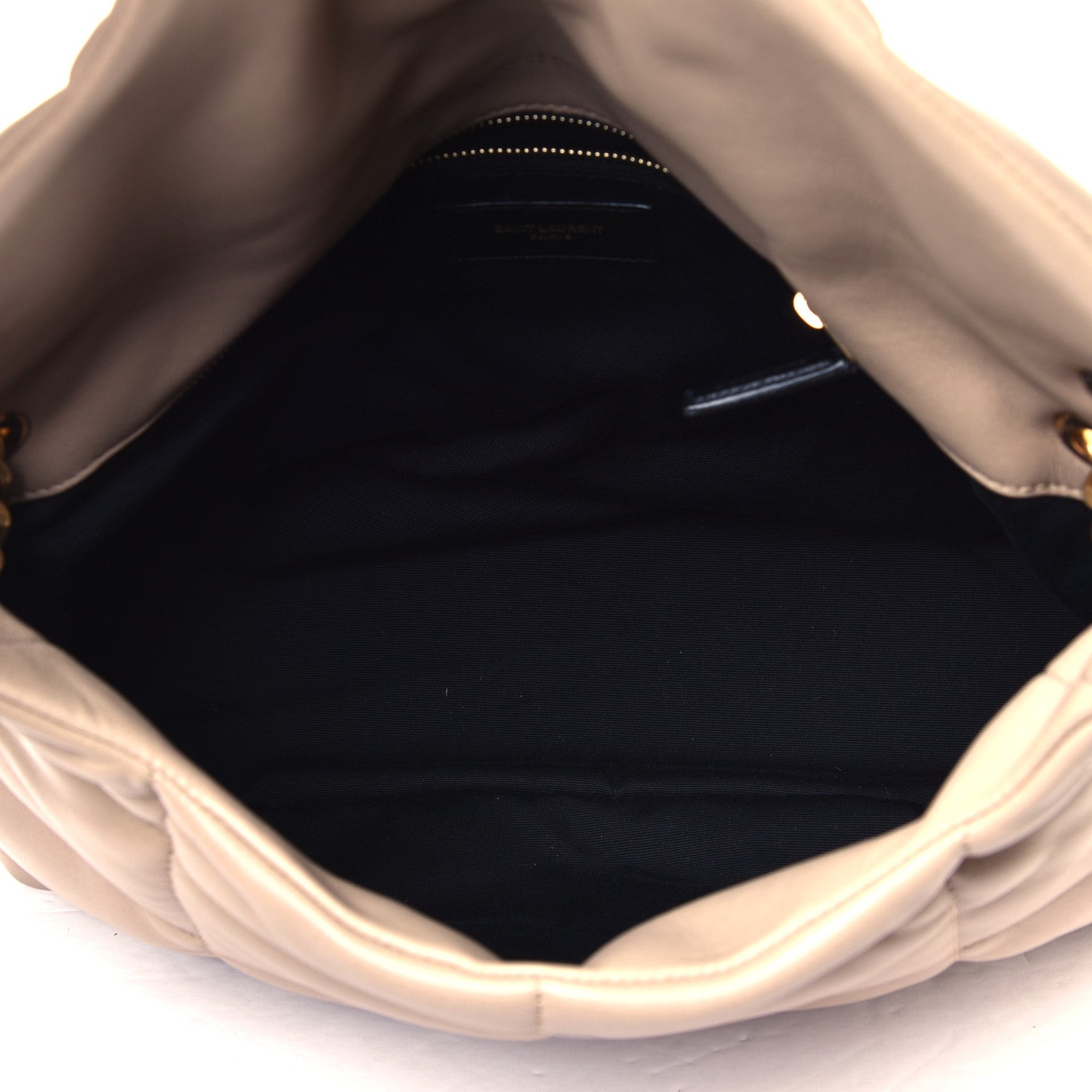 Saint Laurent Lambskin Quilted Medium Loulou Puffer Monogram Chain Satchel Dark Beige 4 of 4