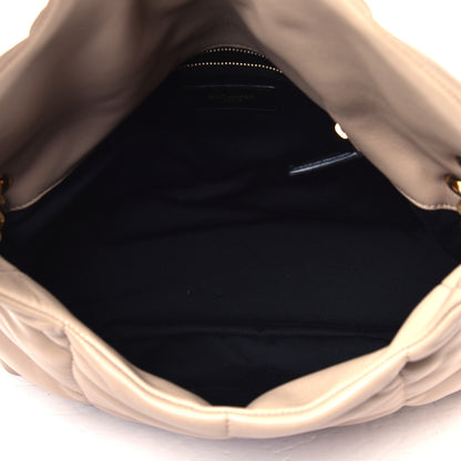 Saint Laurent Lambskin Quilted Medium Loulou Puffer Monogram Chain Satchel Dark Beige 4 of 4