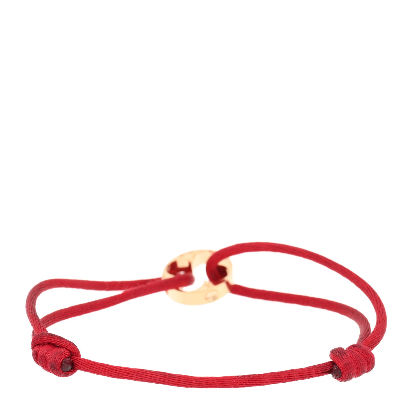 18K Yellow Gold Empreinte Adjustable Cord Bracelet Red