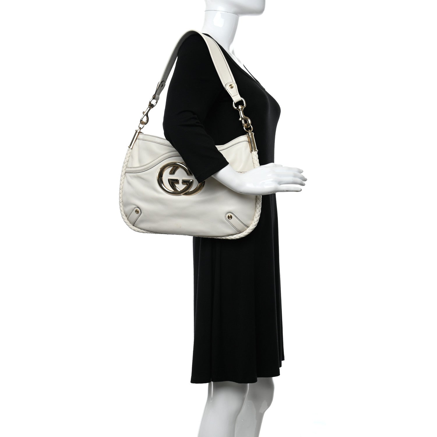 Gucci Calfskin Britt Medium Shoulder Bag White 3 of 20
