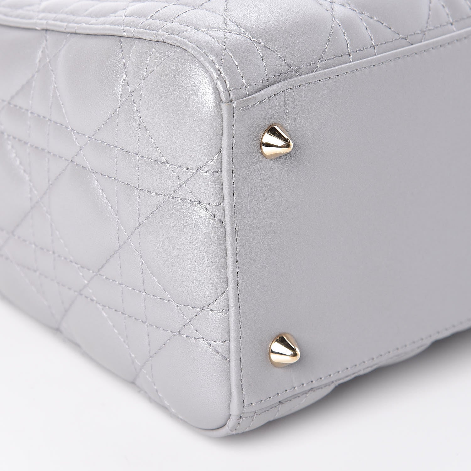 Christian Dior Pearly Lambskin Cannage Medium Lady Dior Grey 8 of 9