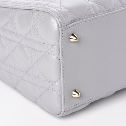 Christian Dior Pearly Lambskin Cannage Medium Lady Dior Grey 8 of 9