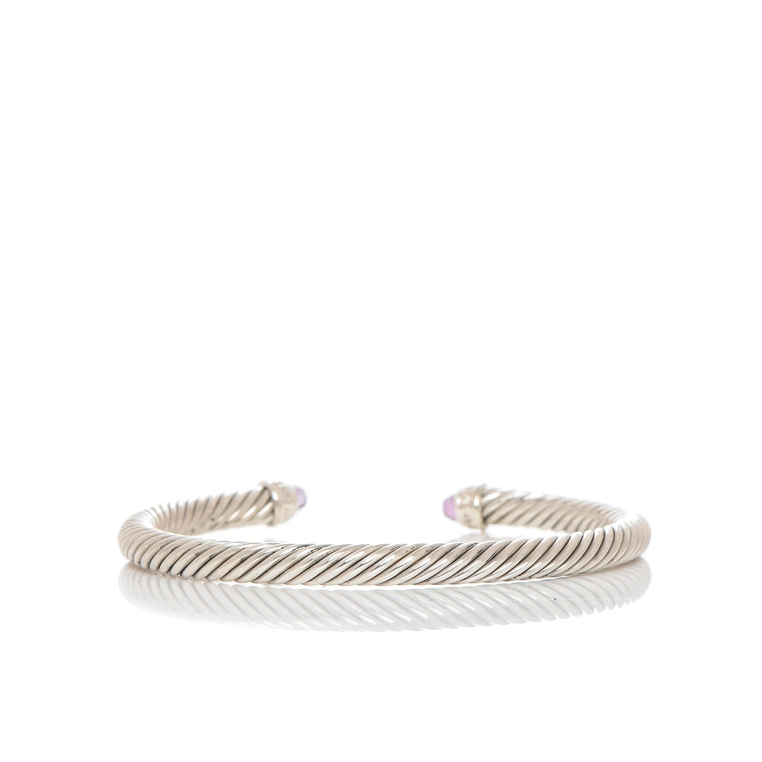 David Yurman Sterling Silver Diamond Amethyst 5mm Cable Classics Bracelet 3 of 4
