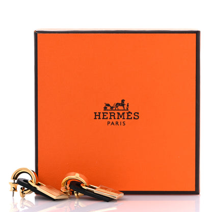 Hermes Gold Swift O'Kelly Earrings Black 7 of 7