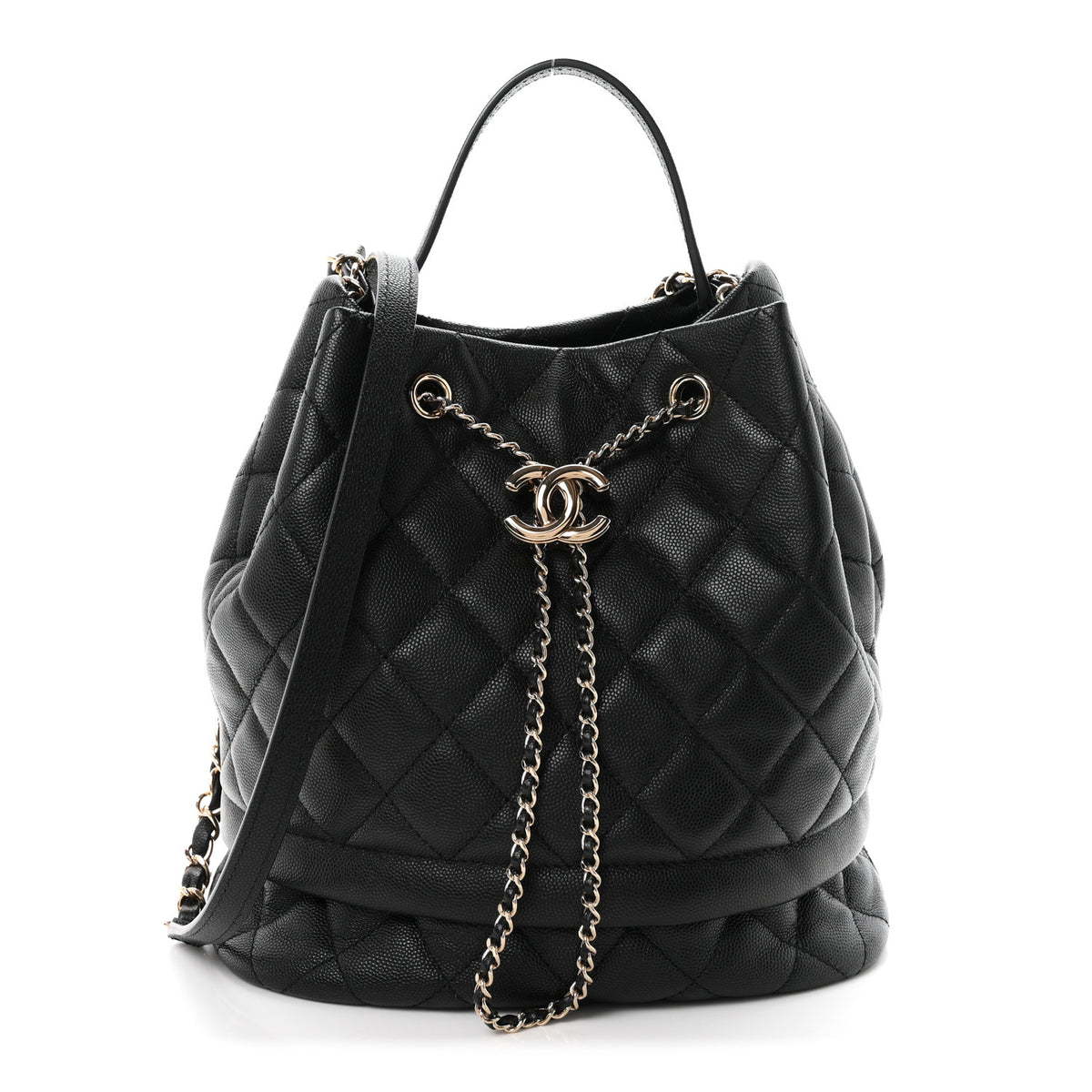 Chanel Caviar Quilted Large Rolled Up Bucket Drawstring Bag Black 1 of 10