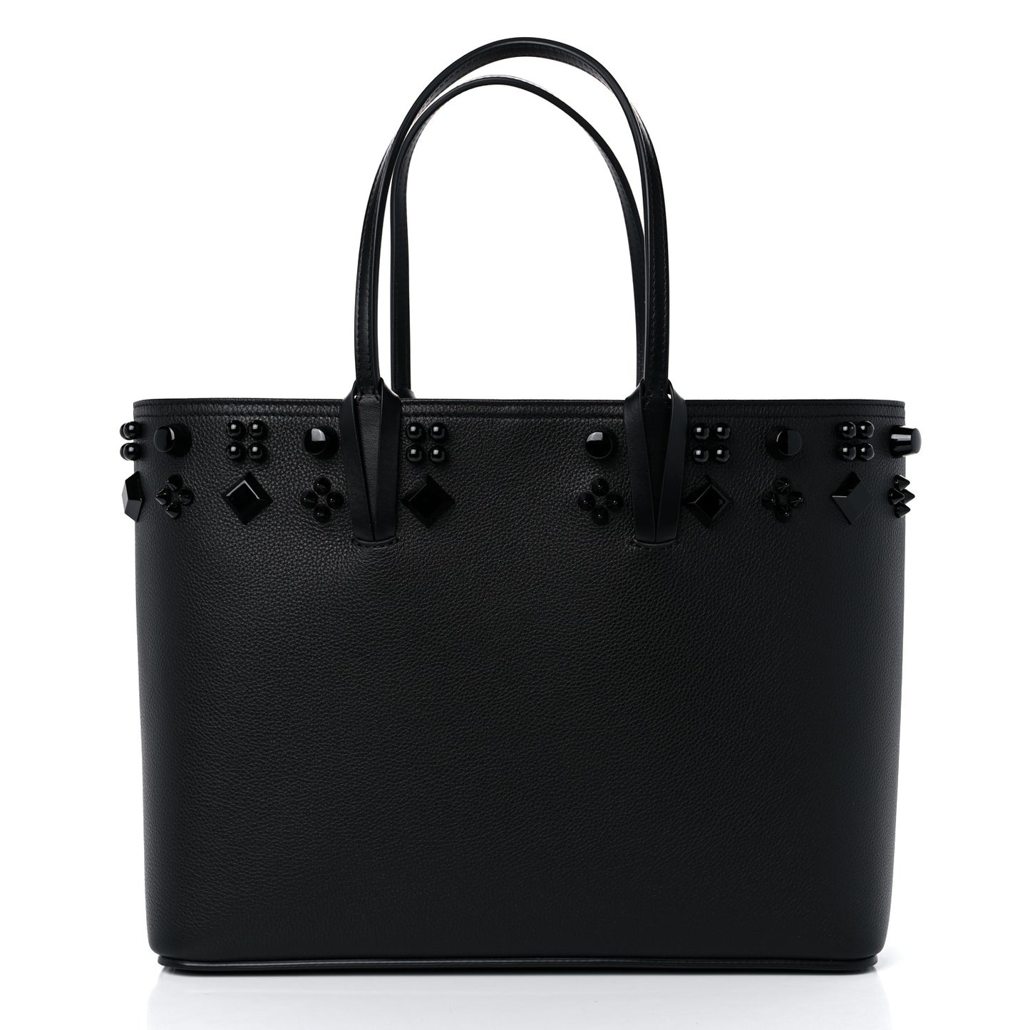 Calfskin Empire Spike Studded East West Cabata Tote Black
