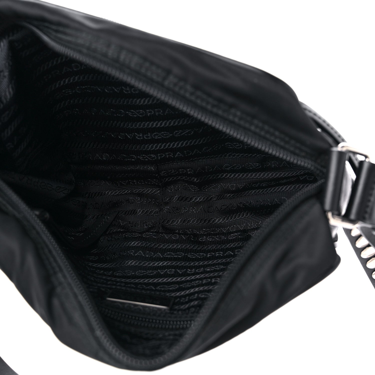 Prada Tessuto Nylon Studded New Vela Shoulder Bag Black 5 of 8