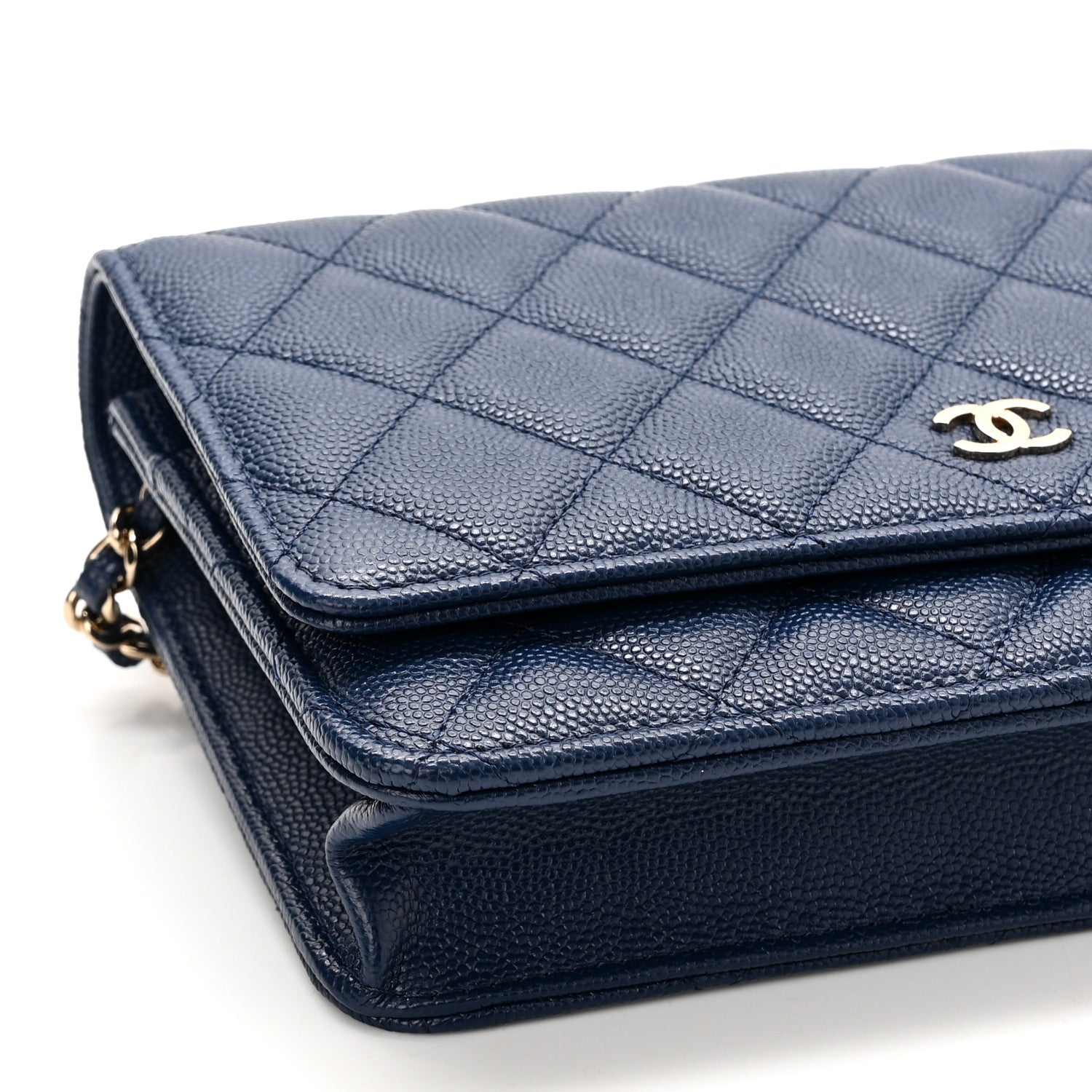 Chanel Caviar Quilted Wallet On Chain WOC Navy Blue 10 of 12