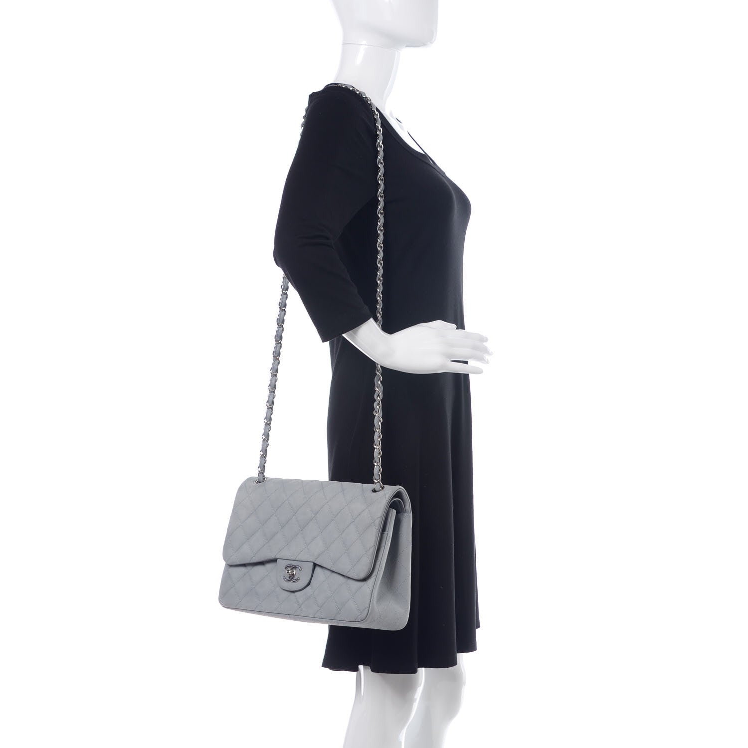 Chanel Iridescent Caviar Jumbo Double Flap Light Blue 2 of 10