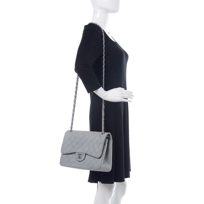 Chanel Iridescent Caviar Jumbo Double Flap Light Blue 2 of 10