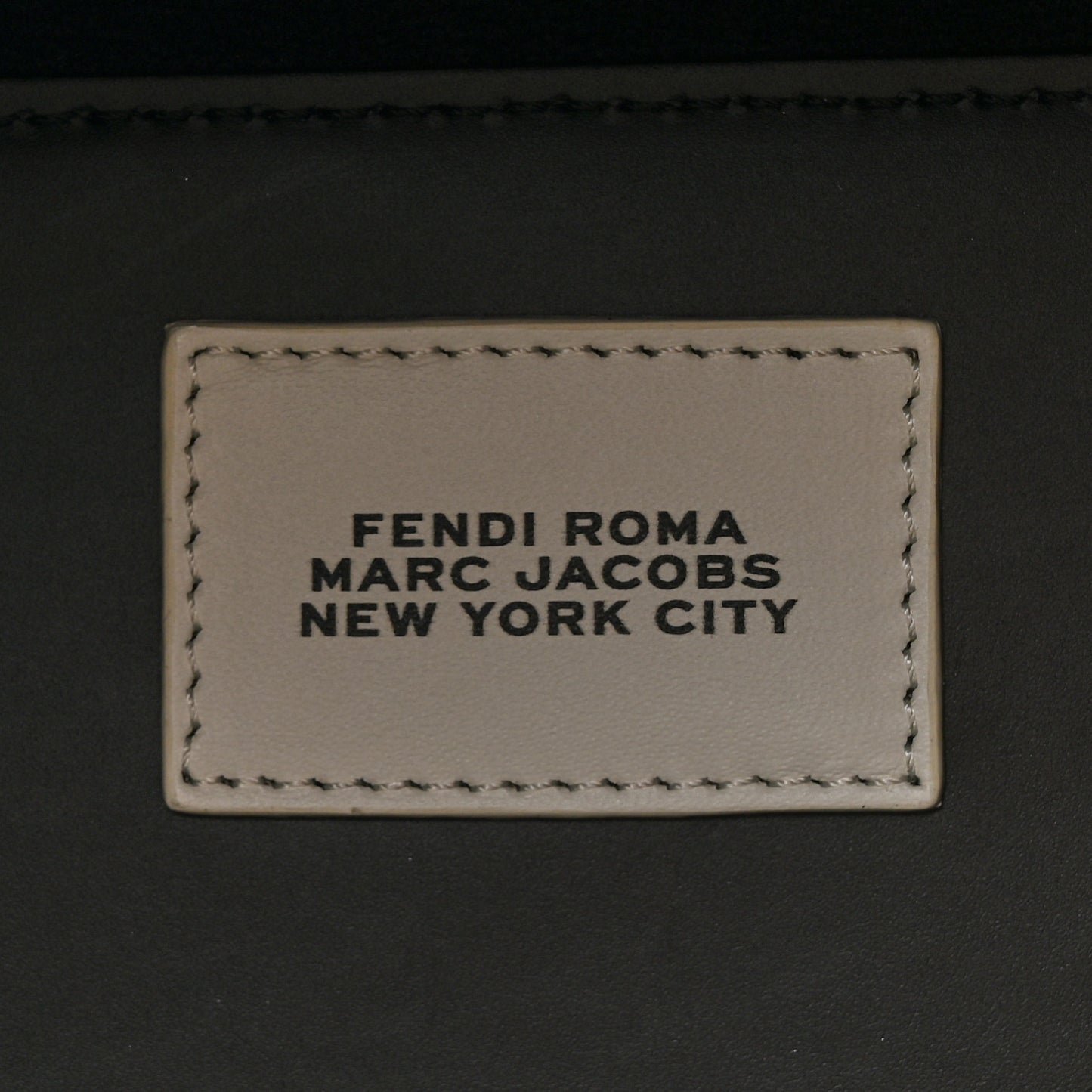 X MARC JACOBS Vitello King Logo Print Medium Fendi Sunshine Shopper Tote Black White