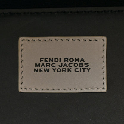 Fendi X MARC JACOBS Vitello King Logo Print Medium Fendi Sunshine Shopper Tote Black White 6 of 9