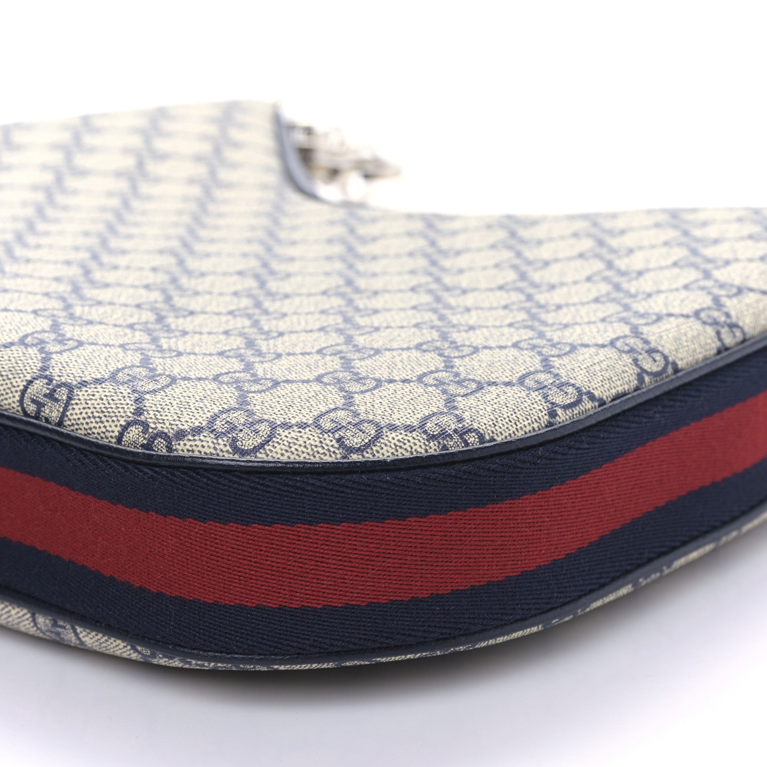 Gucci GG Supreme Monogram Textured Calfskin Web Large Attache Shoulder Bag Beige Blue 8 of 8