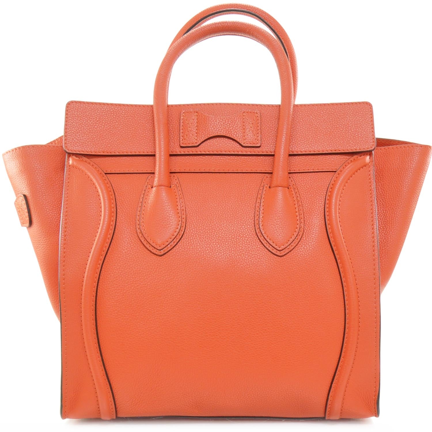 Celine Pebbled Leather Mini Luggage Bag Vermillion 4 of 9