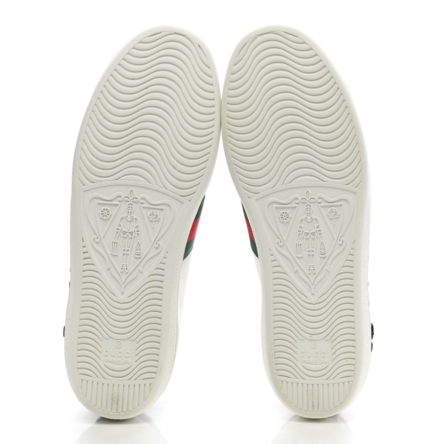 Calfskin Web Floral Embroidered Womens Ace Sneakers 38 White