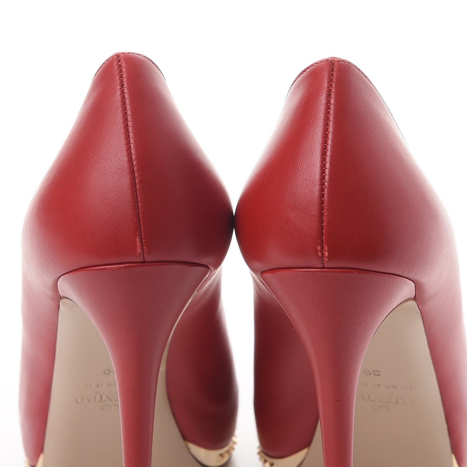 Valentino Garavani Calfskin Rockstud Platform Pumps 39 Red 12 of 12