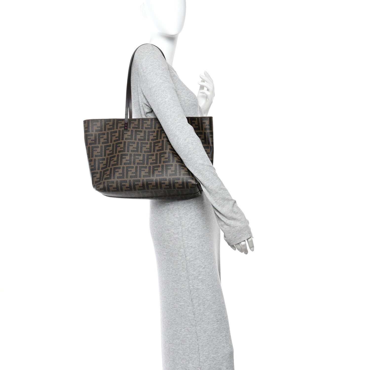 Fendi Zucca Spalmati Small Roll Tote Tobacco Fuxia 2 of 9