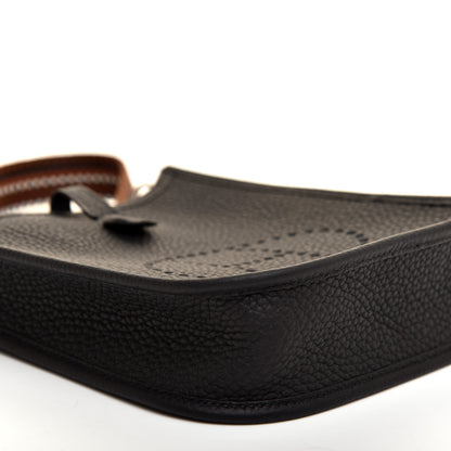 Hermes Taurillon Clemence Amazone Sangle Cavale Evelyne TPM Black Noisette 6 of 10