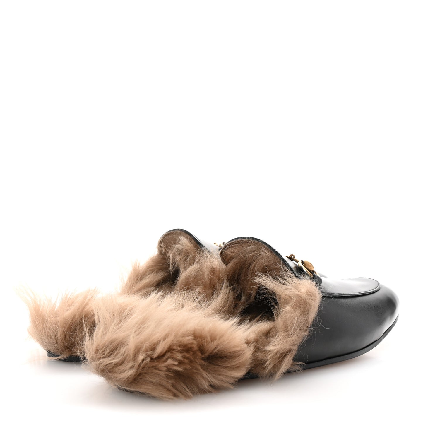 Calfskin Fur Mens Princetown Slippers 8.5 Black
