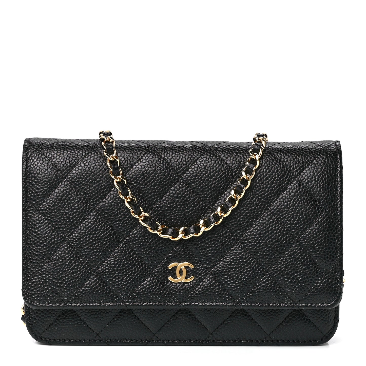 Caviar Quilted Wallet On Chain WOC Black