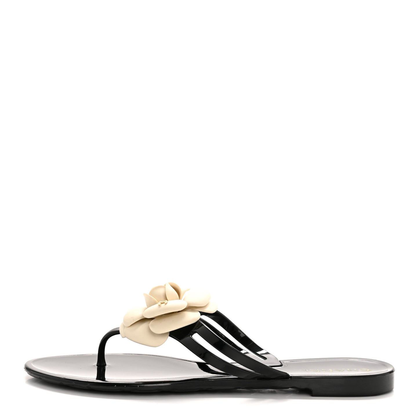 Jelly Camellia Thong Sandals 39 Black Ivory
