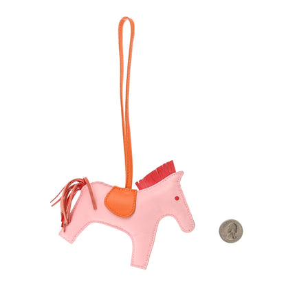 Hermes Milo Lambskin Grigri Rodeo Horse Bag Charm GM Rose Sakura Bougainvillea Orange 2 of 6