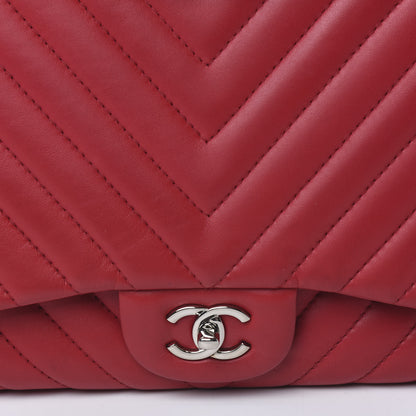 Chanel Lambskin Chevron Quilted Maxi Single Flap Red 11 of 11
