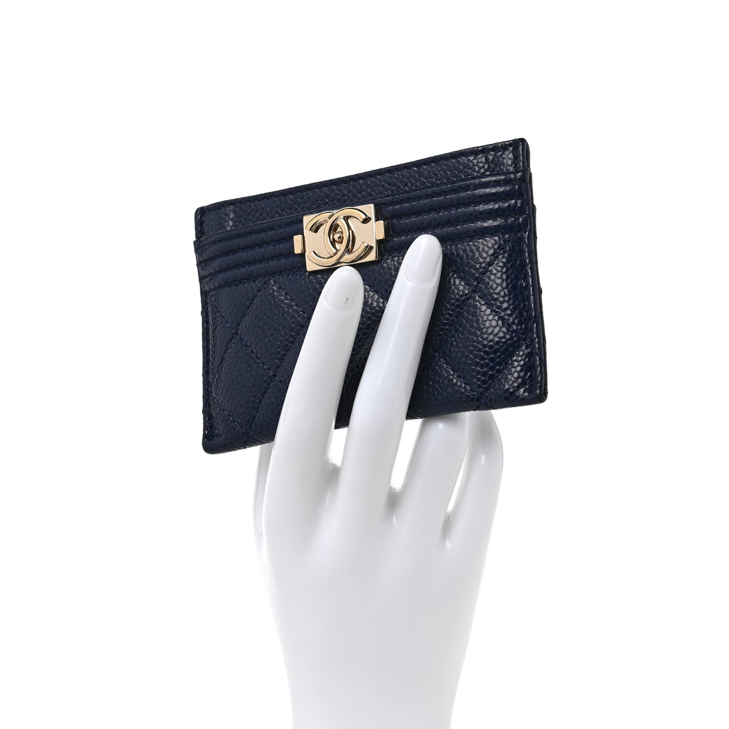Caviar Quilted Boy Card Holder Blue