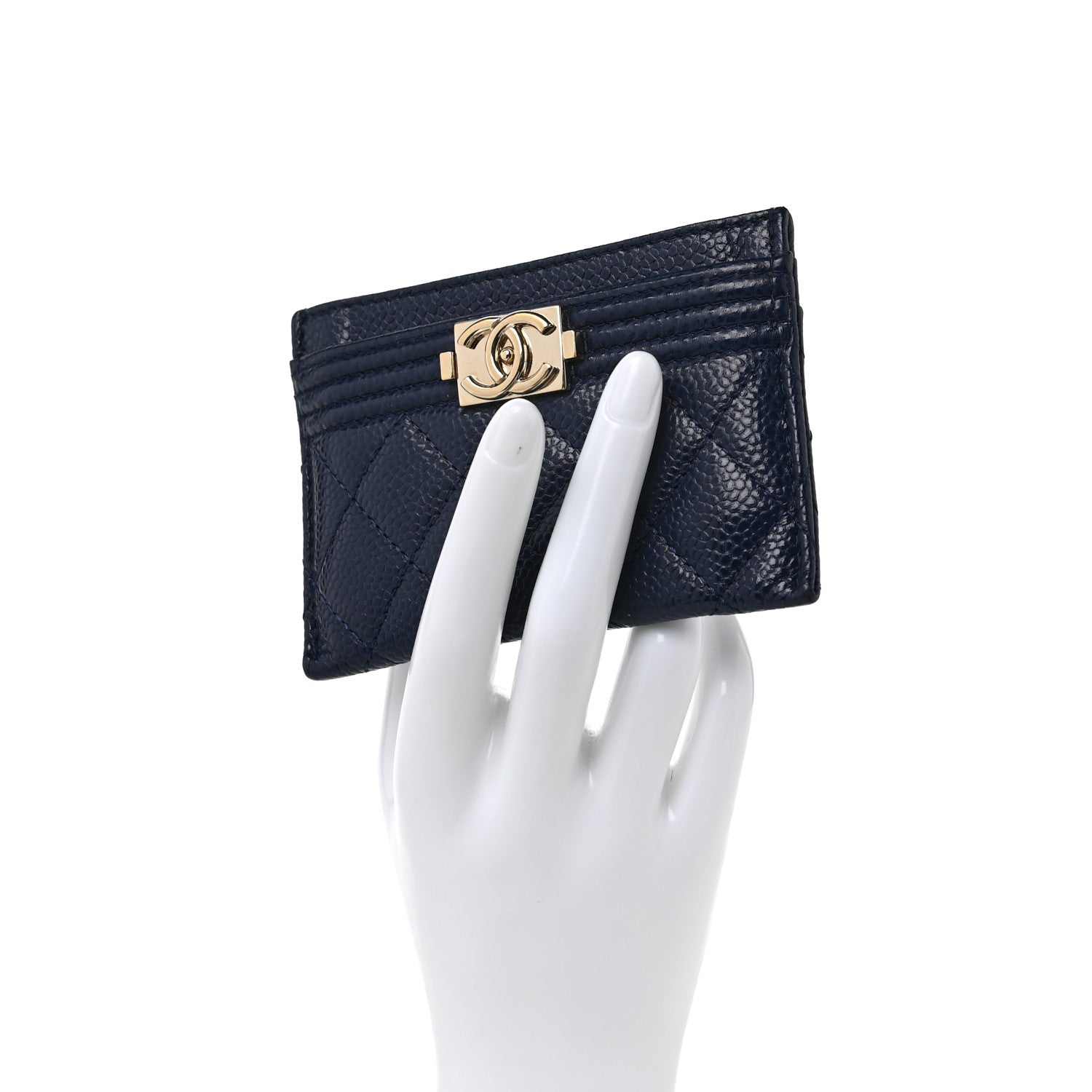 Chanel Caviar Quilted Boy Card Holder Blue 2 of 8