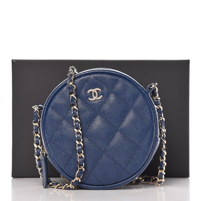 Chanel Caviar Quilted Round Clutch With Chain Navy 8 of 8