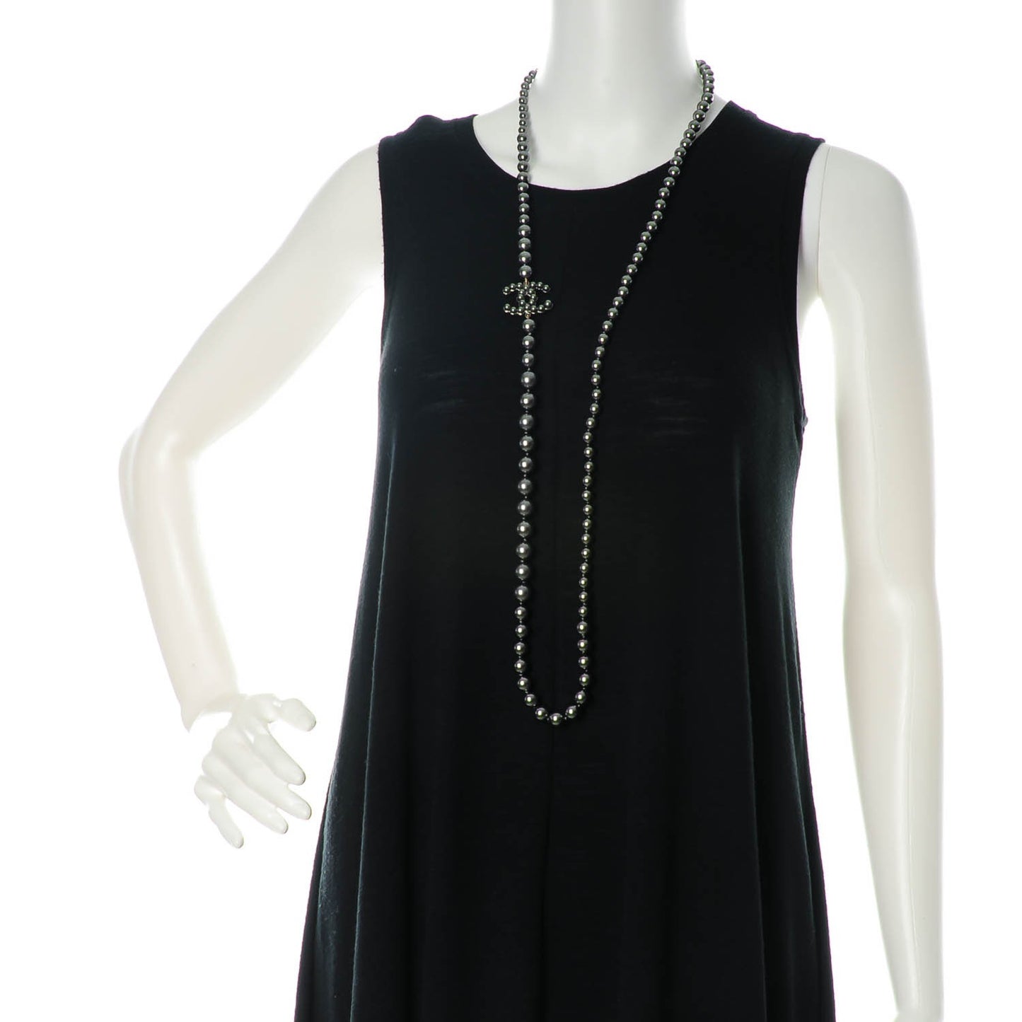 Ruthenium Beaded CC Long Necklace Black