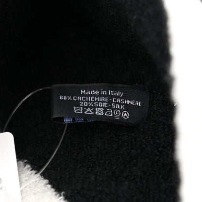 Chanel Cashmere Silk CC Beanie Hat Black White 5 of 5