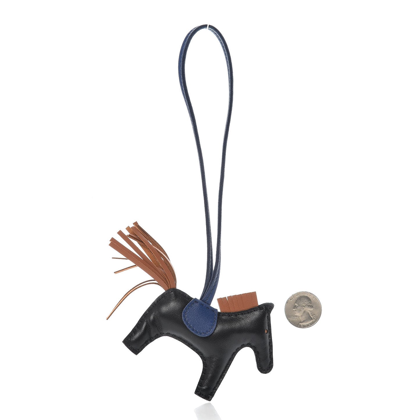 Milo Lambskin Grigri Rodeo Horse Bag Charm PM Black Bleu Saphir Gold