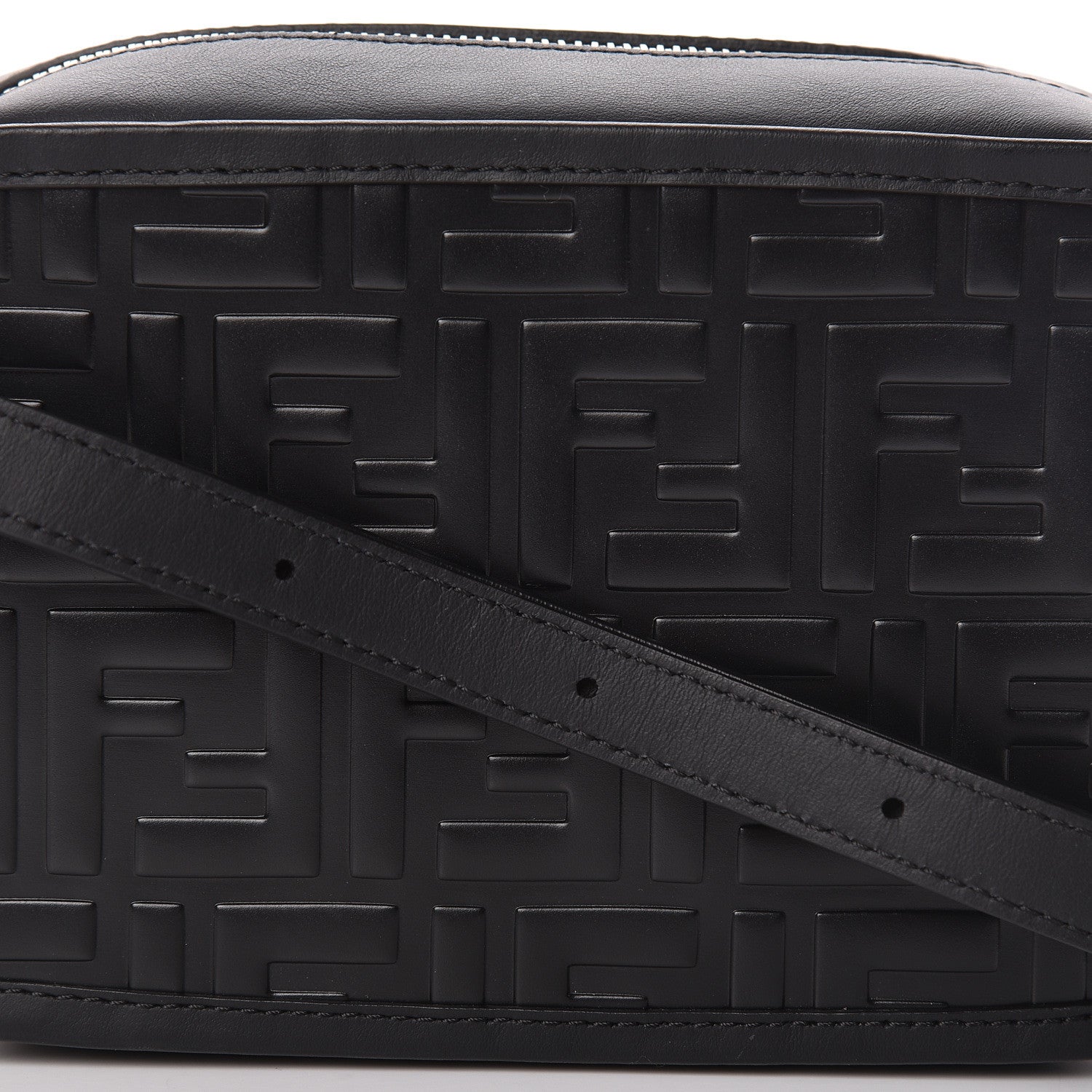 Fendi Vitello Century FF 1974 Embossed Mini Camera Case Black 12 of 13