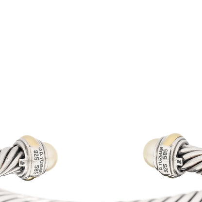 David Yurman Sterling Silver 14K Yellow Gold Pearl 7mm Cable Classics Bracelet 3 of 3