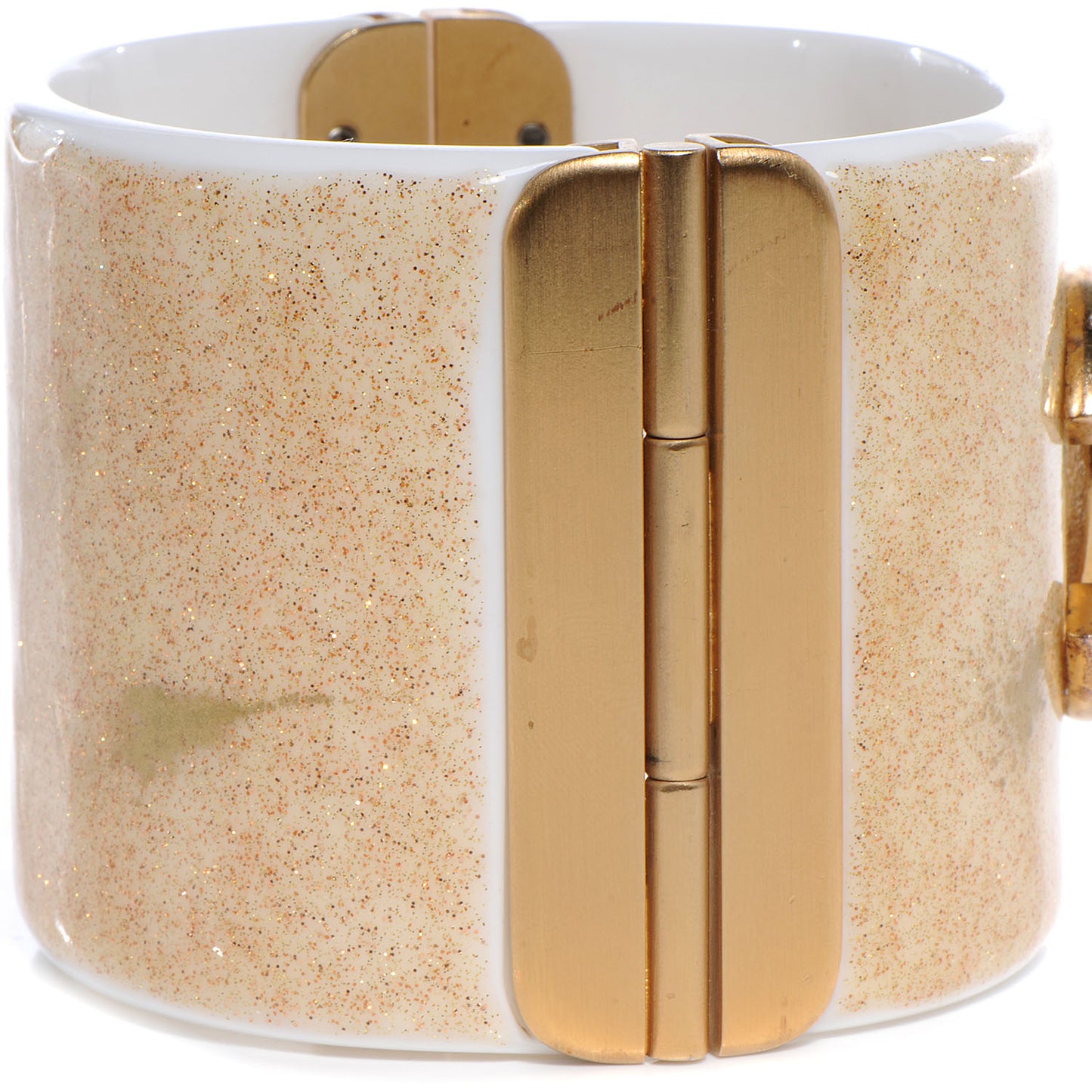 Resin Crystal CC Cuff Gold Glitter White