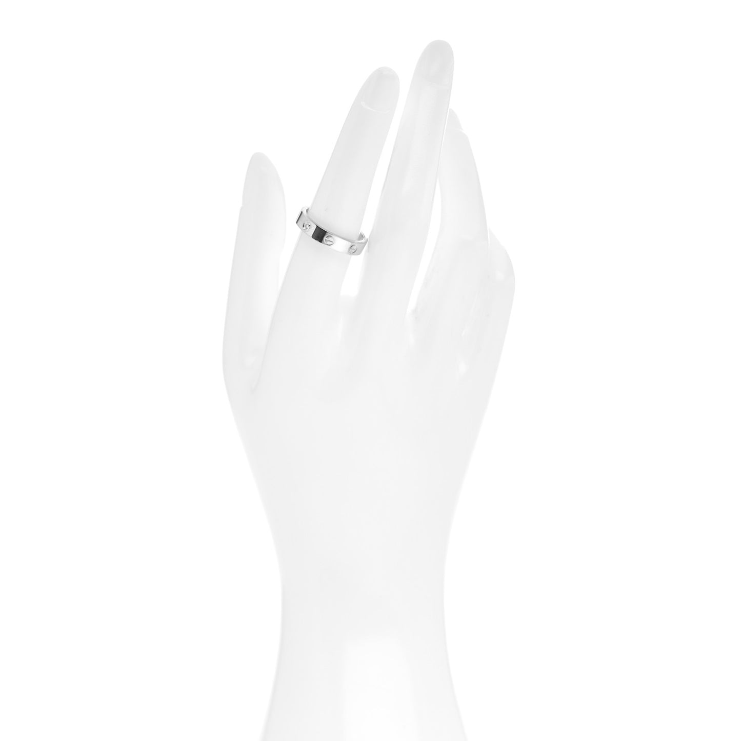 18K White Gold Diamond 4mm LOVE Wedding Band Ring 55 7.25