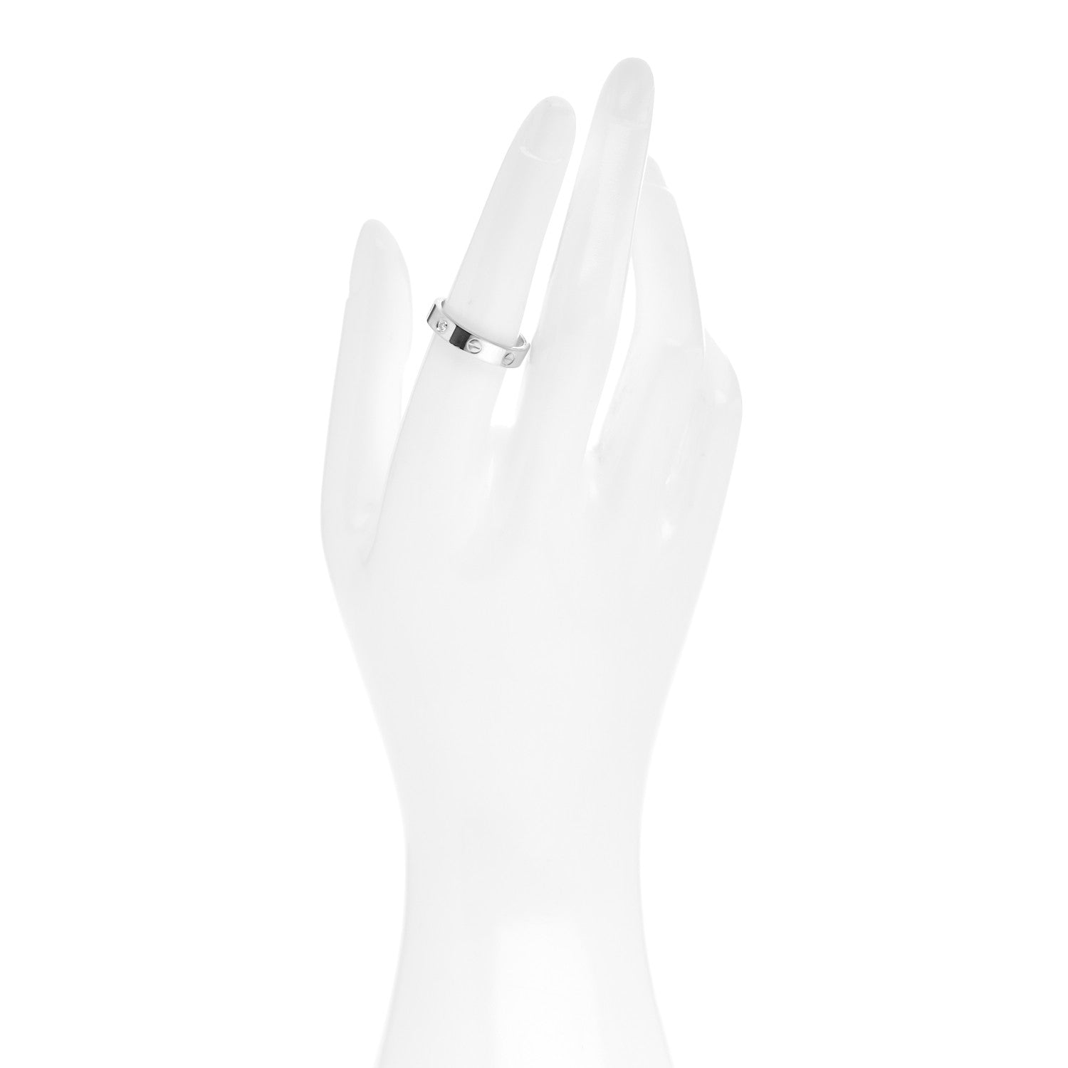 Cartier 18K White Gold Diamond 4mm LOVE Wedding Band Ring 55 7.25 2 of 6