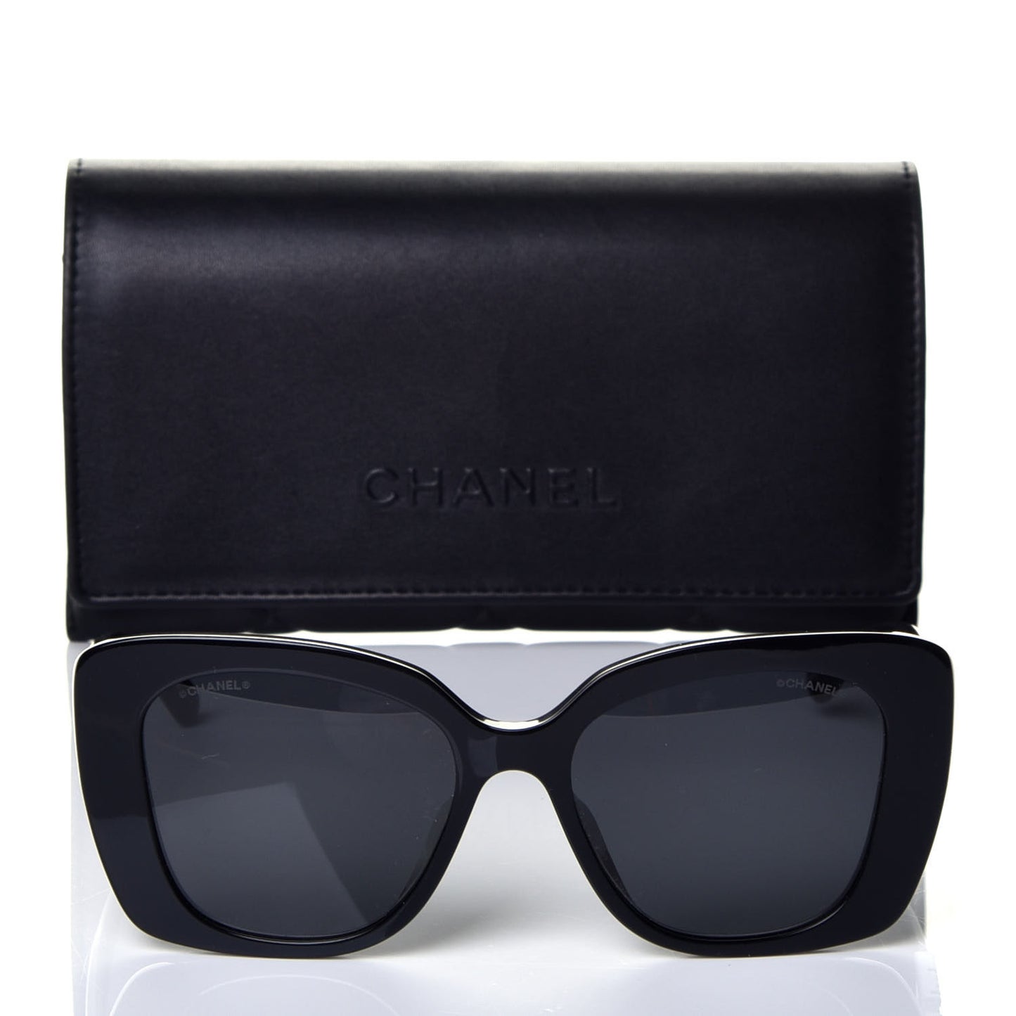 Acetate Strass Square Sunglasses 5422-B-A Black White