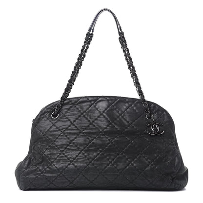 Chanel Iridescent Calfskin Stitched Extra Large Just Mademoiselle Bowling Bag Black 1 of 15