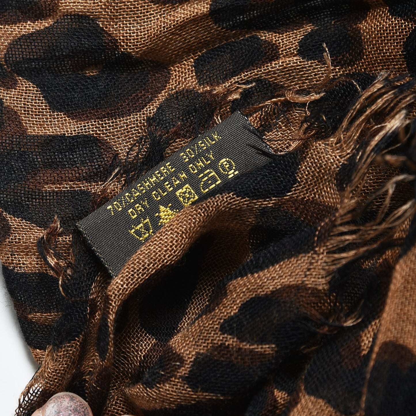 Cashmere Silk Leopard Etole Stole Marron