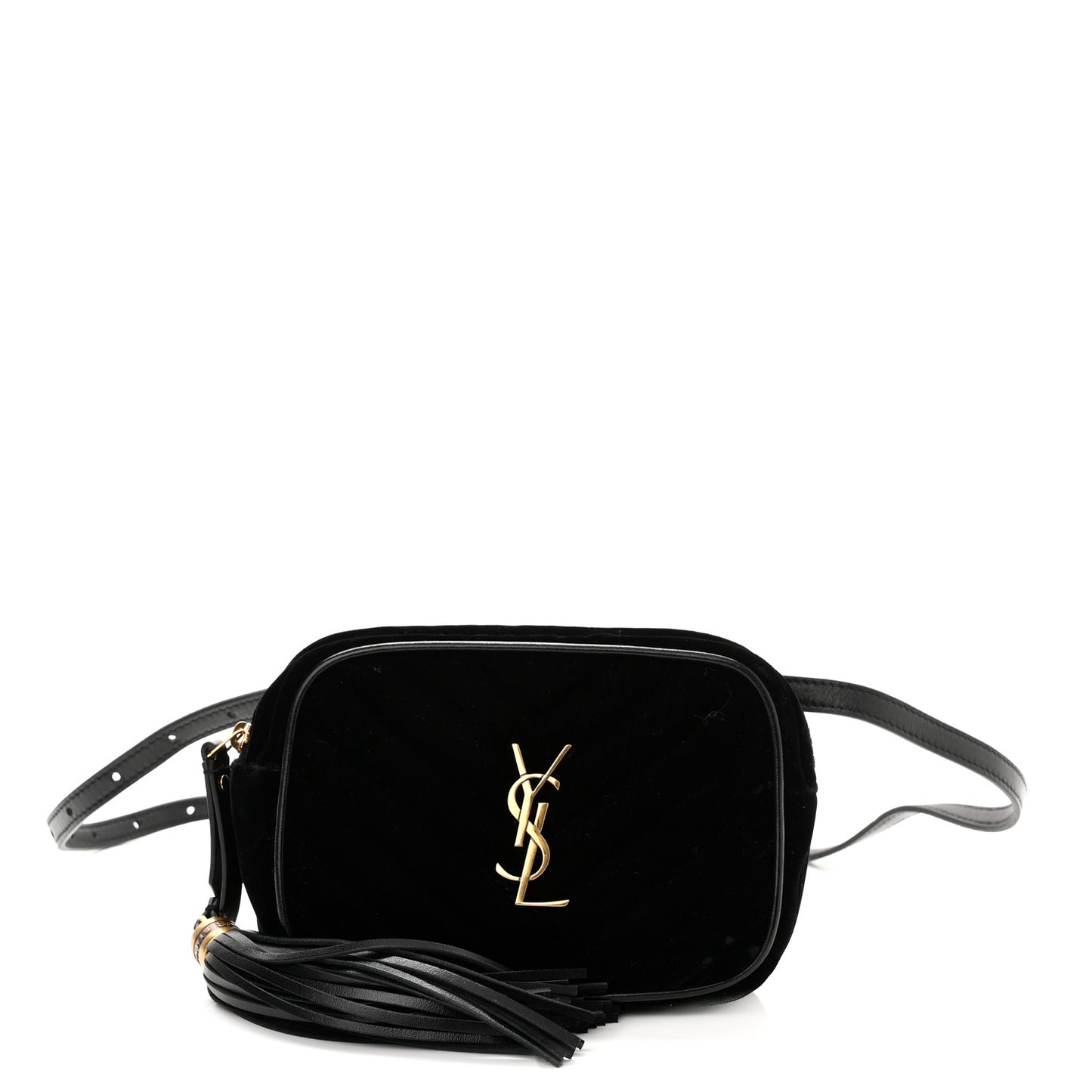 Velour Matelasse Monogram Lou Belt Bag Black