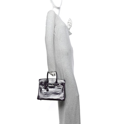 Hermes Shiny Niloticus Crocodile Birkin 30 Amethyst 2 of 18