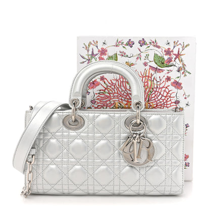 Christian Dior Metallic Lambskin Cannage Medium Lady D-Joy Silver 11 of 11