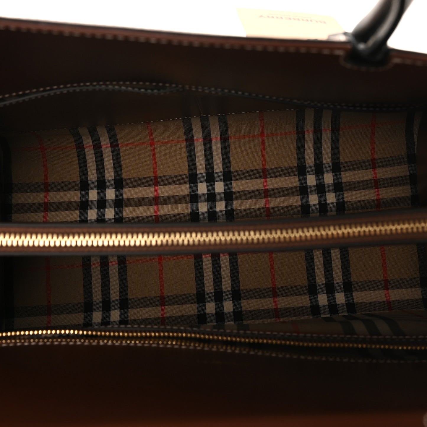 Calfskin Vintage Check Medium Two Handle Title Bag Black