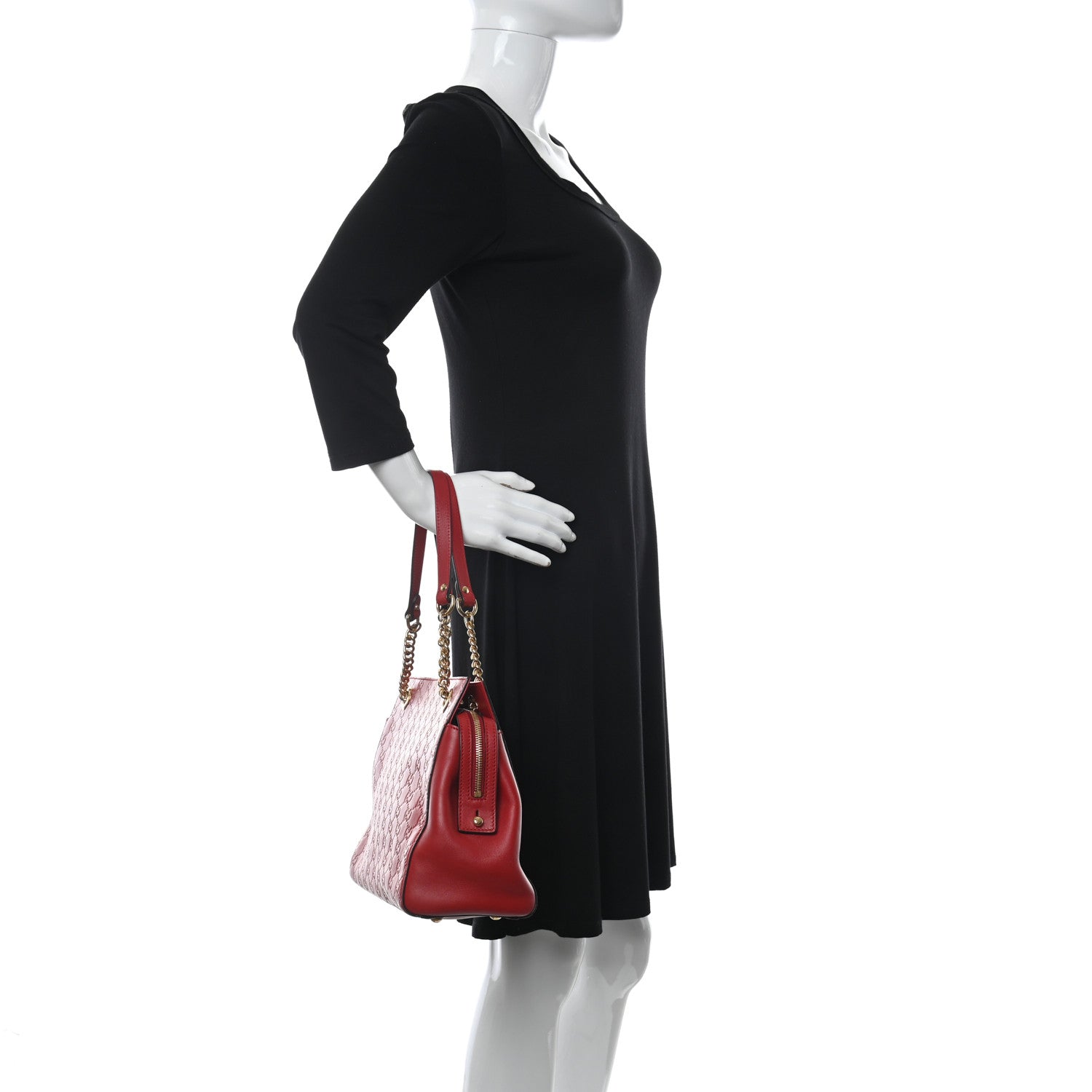 Gucci Guccissima Signature Medium Shoulder Tote Bag Red 2 of 15