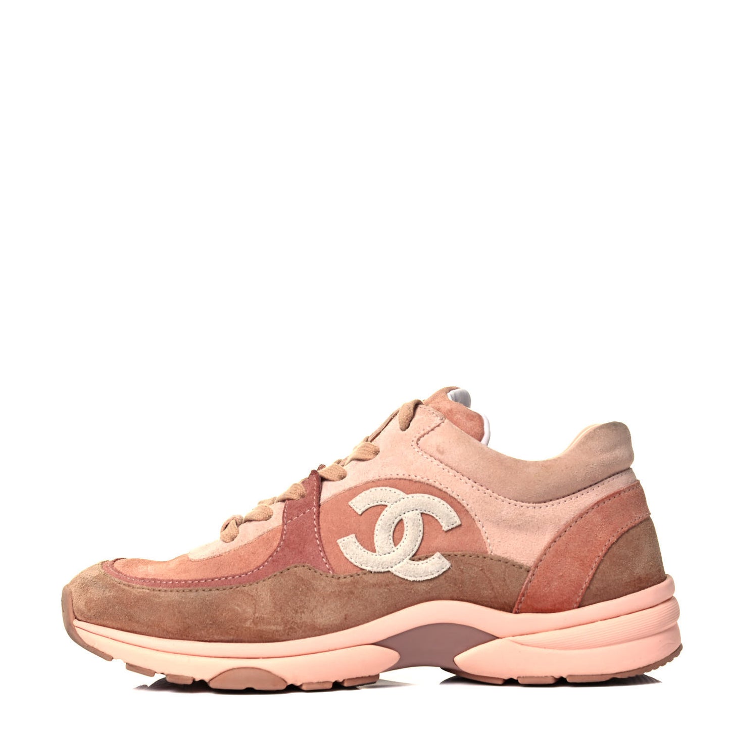 Nylon Lambskin Suede Calfskin CC Sneakers 39 Pink